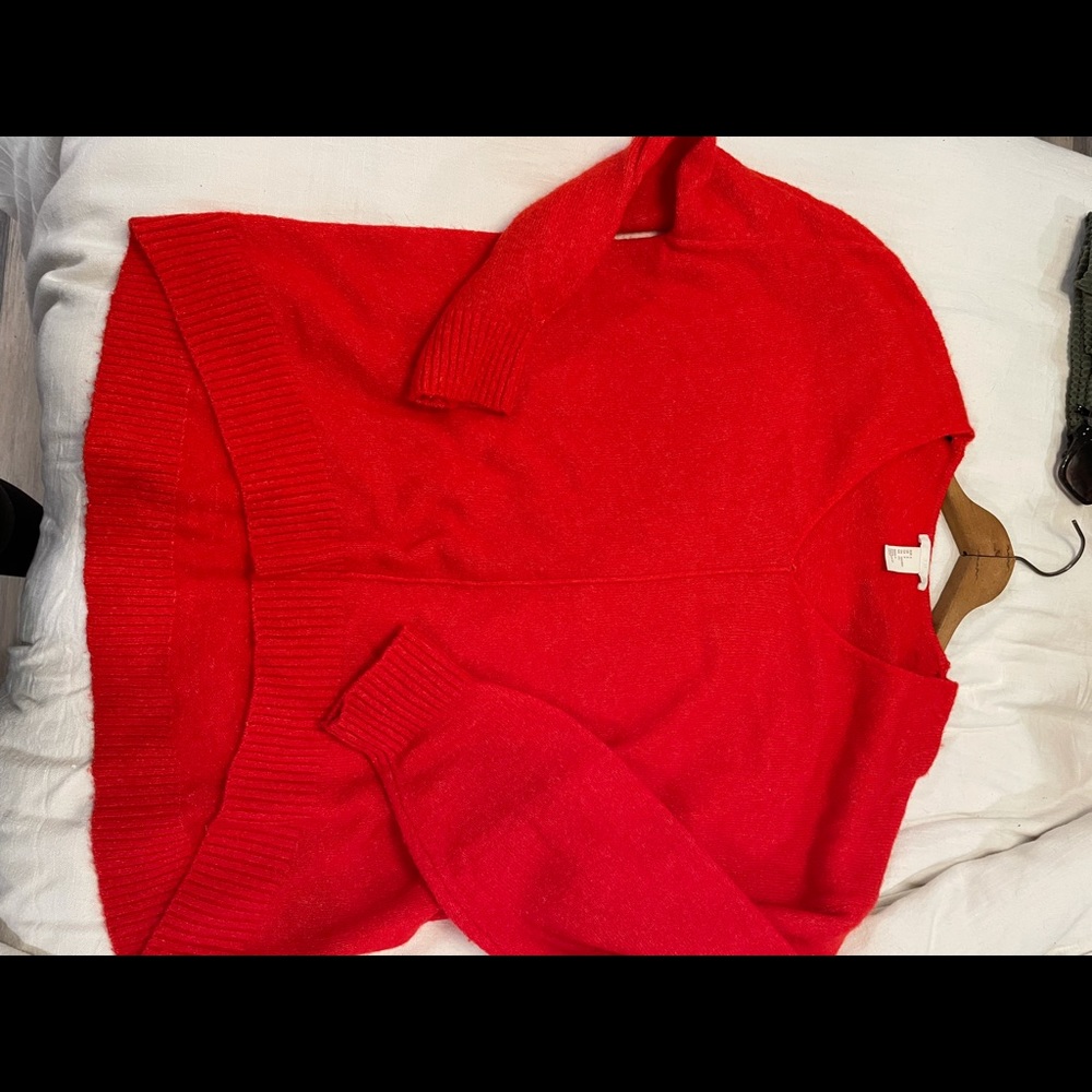 Red v-neck sweater